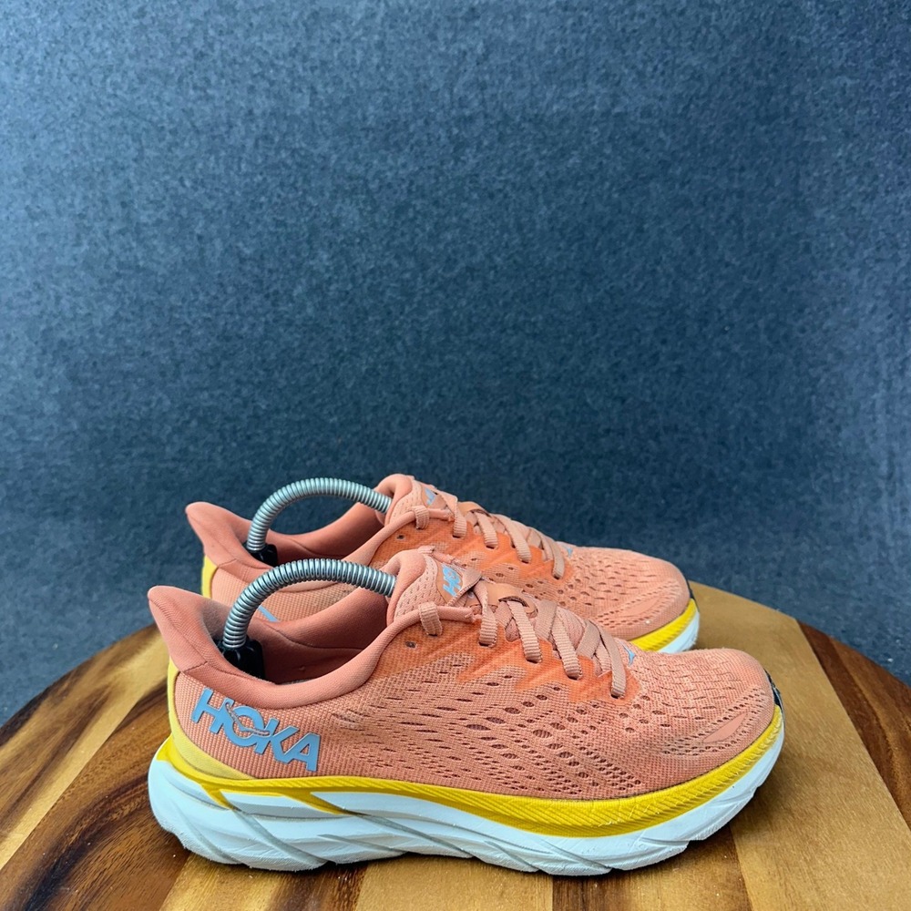 Hoka One One Clifton 8 Womens Size 5.5B Orange Athletic Running Shoes Sneakers